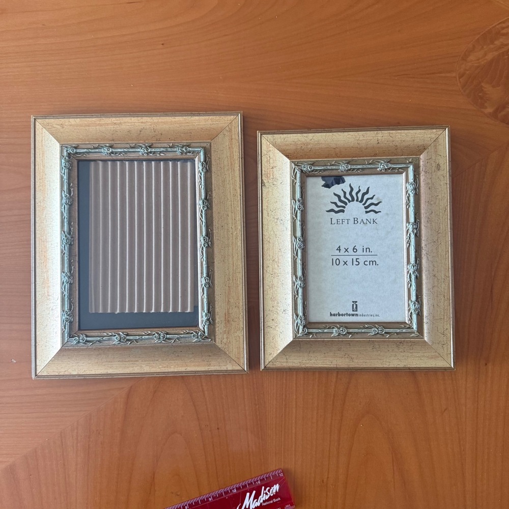 Harbor Town Left Bank Picture Frames 4x6 and 5x7 Gold Ornate Set of‎ 2